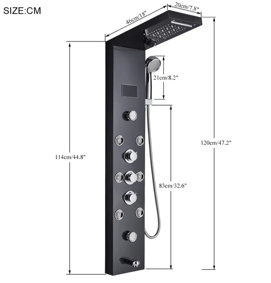 Douchepaneel Opbouwdouche SaniSupreme® Napoli LCD Premium Zilver RVS brushed
