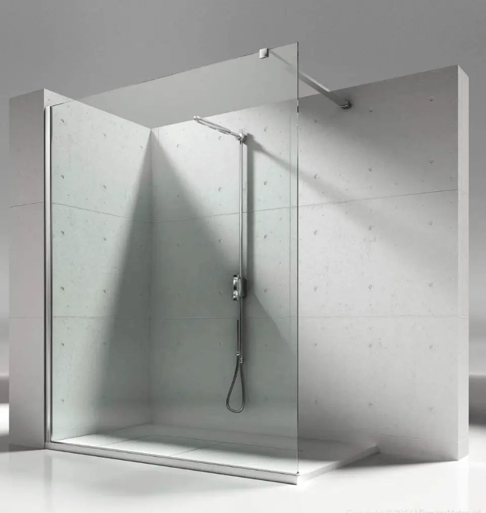 Douchewand Sanisupreme ChromeLine Series 50X200 CM Veiligheidsglas 8 MM Chroom Vlak