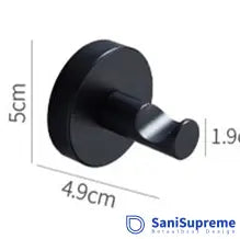 SaniSupreme Badkamer handdoek haak rond type D mat zwart