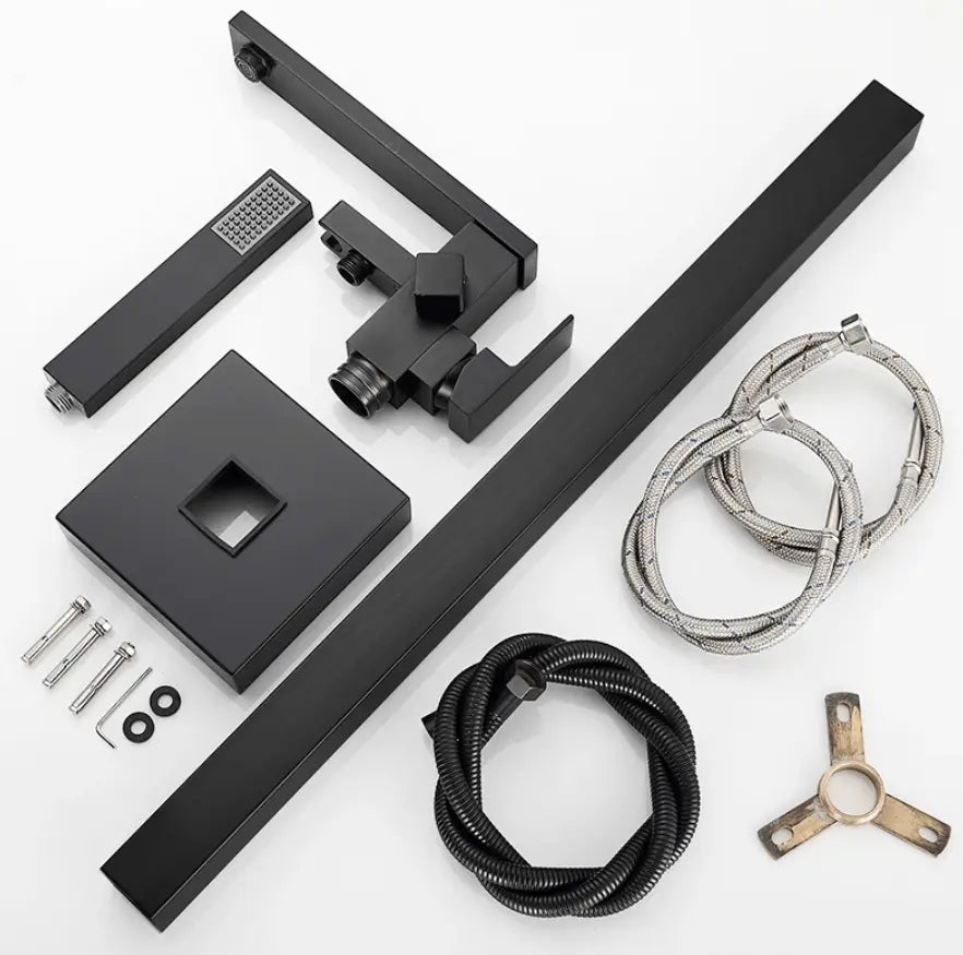 SaniSupreme® Badkraan Milan vrijstaand model met handdouche mat zwart