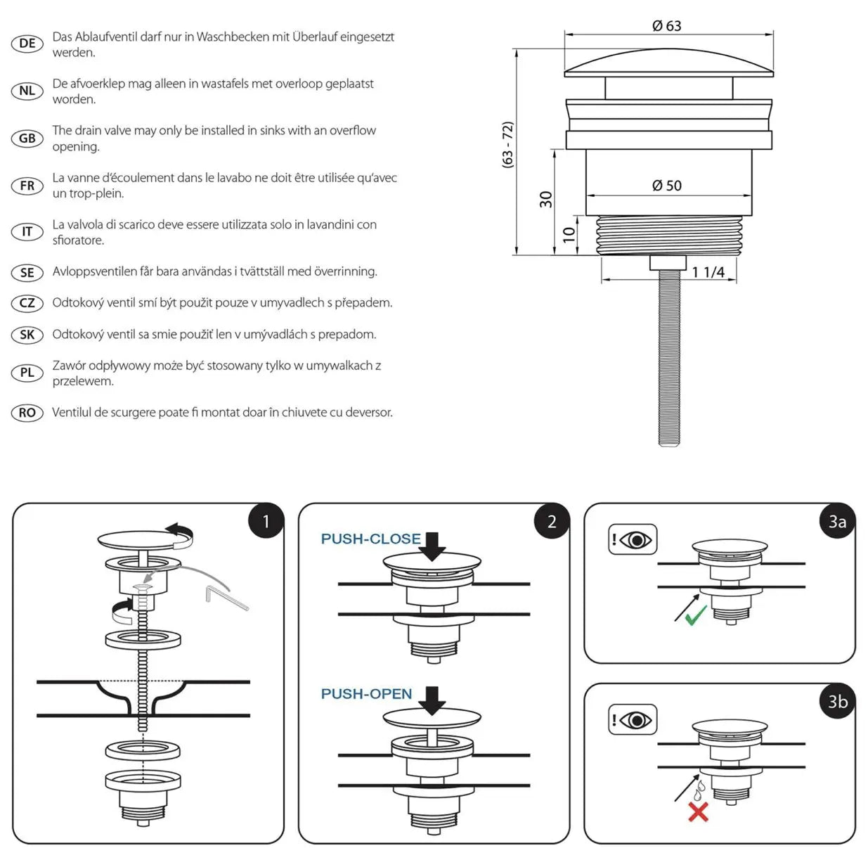 Sanisupreme Clickwaste afvoerplug Differenz mat zwart
