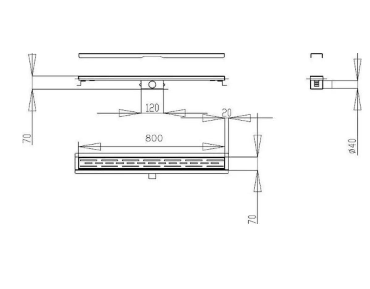 SaniSupreme Creavit RVS Douchedrain GUNMETAL met Flens 100 cm - Douchegoot uitneembaar sifon