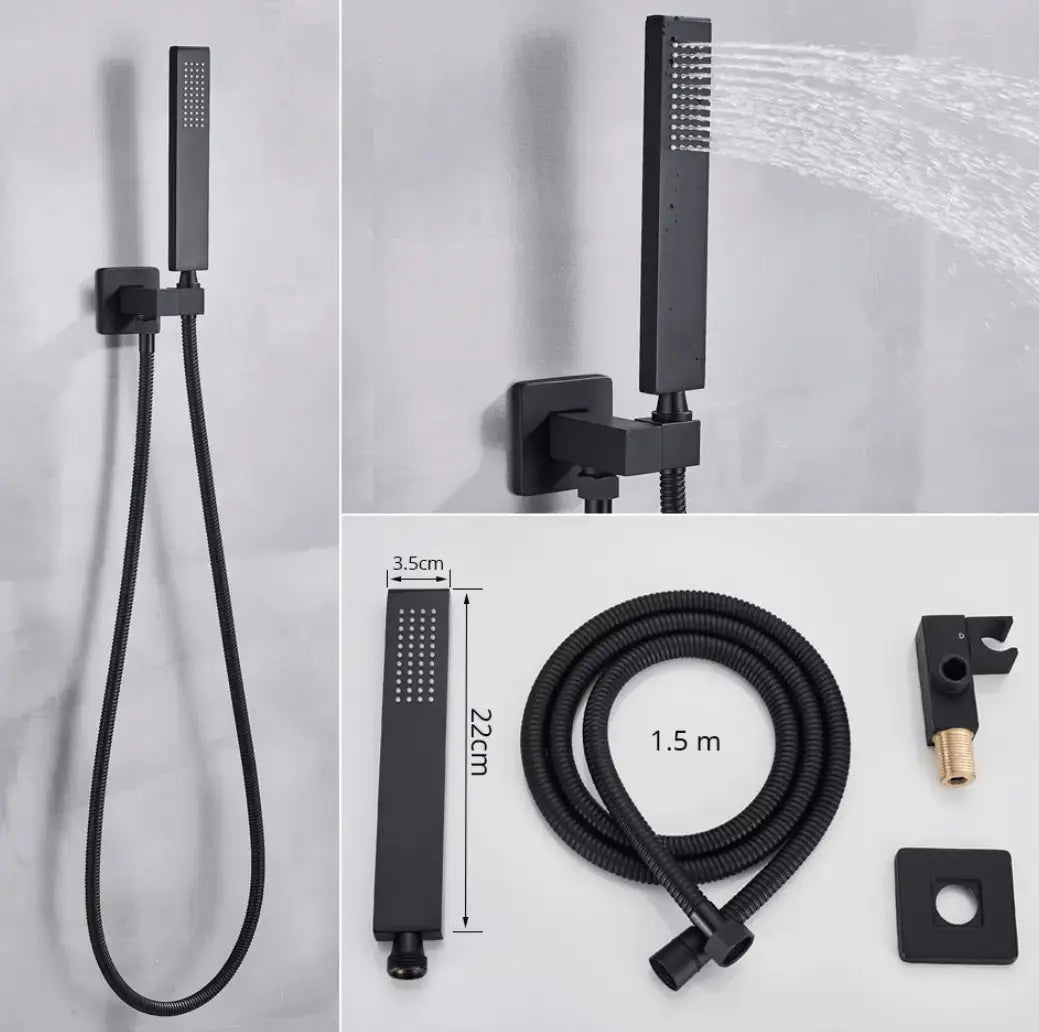 SaniSupreme Doucheset Costa Rica 8 inch regendouche vierkant 2 - weg zwart inbouw