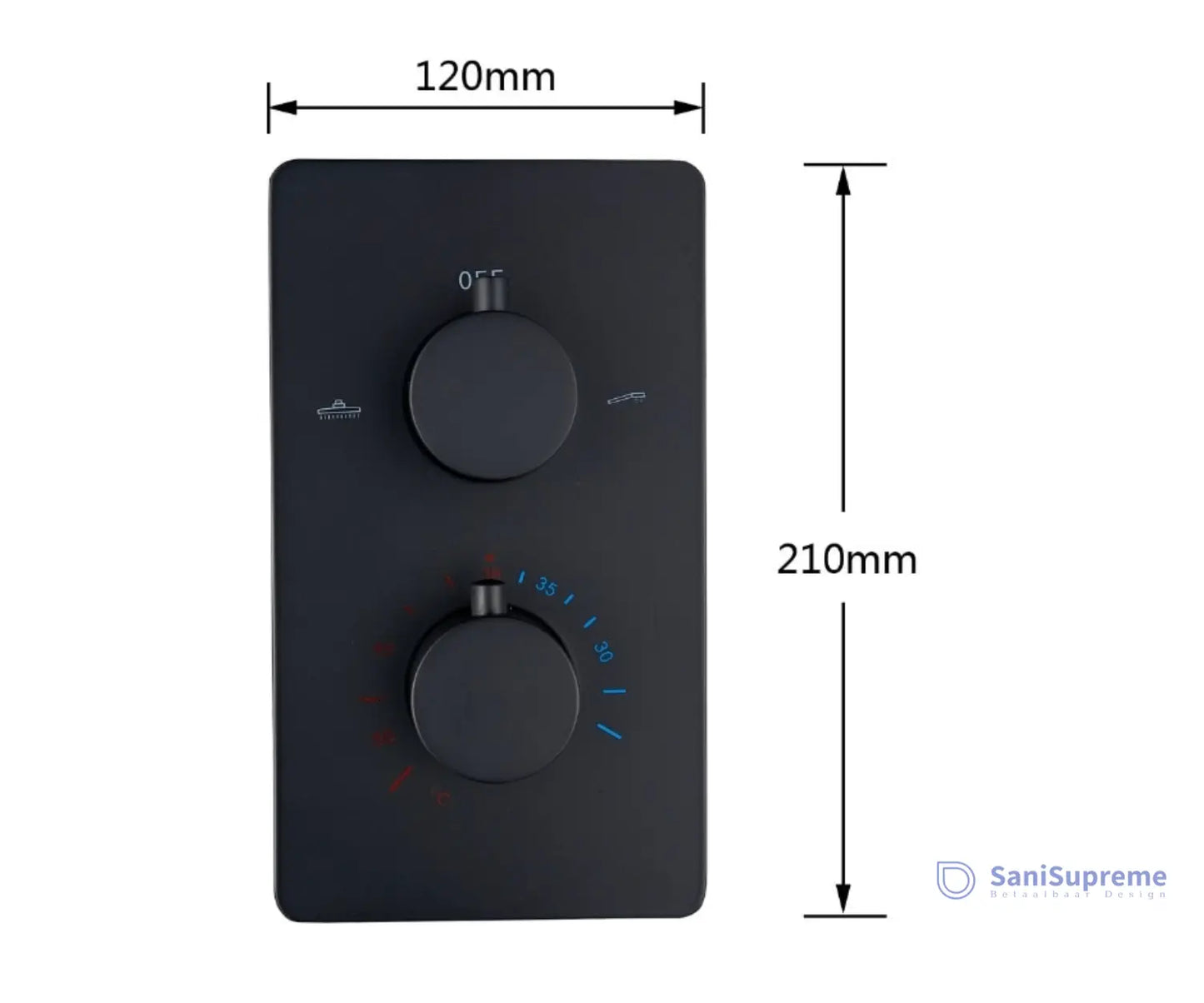 SaniSupreme Manhattan Inbouw Regendouche Mengkraan 2 - weg los mat zwart