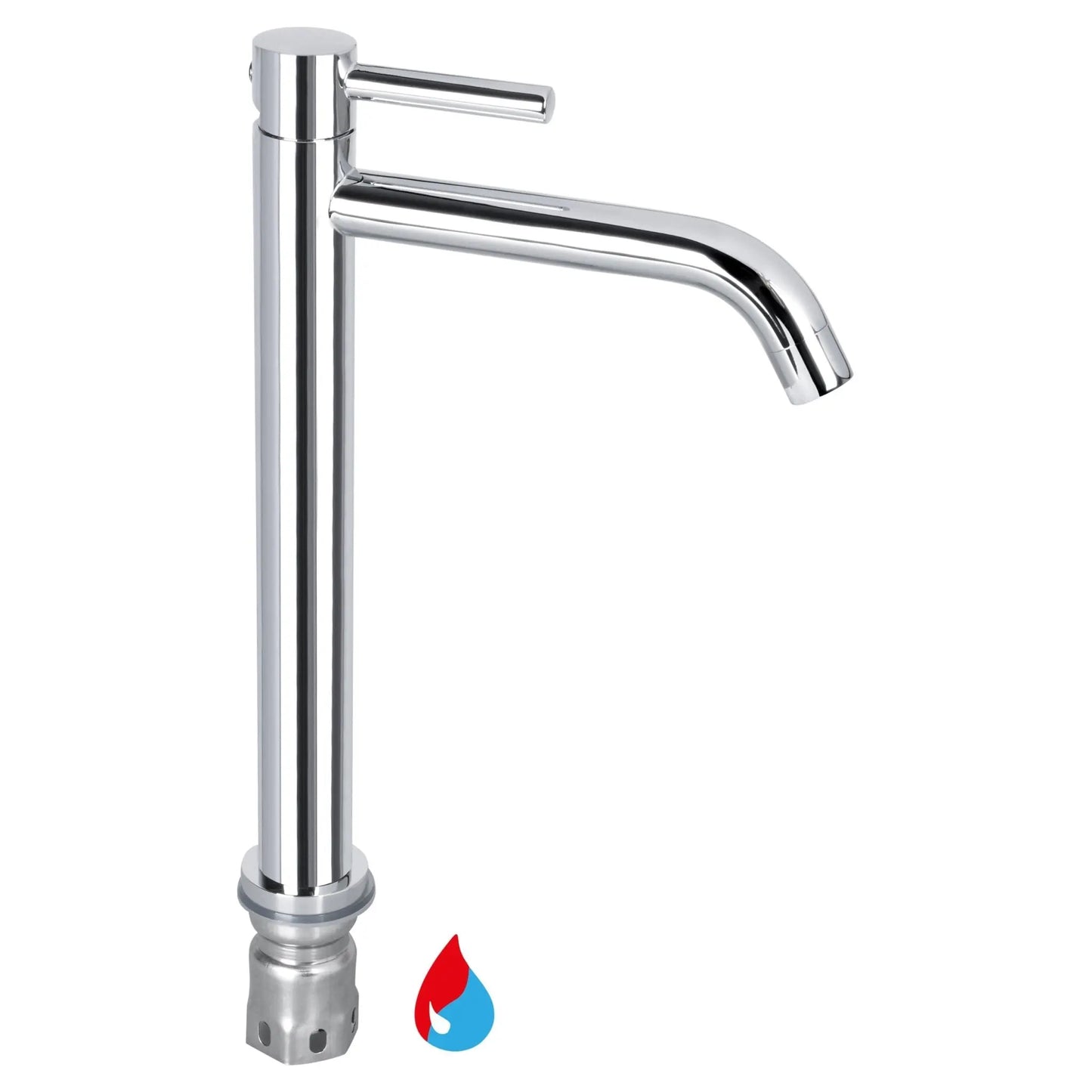 SaniSupreme Memphis keramische wastafel kraan opbouw hoog model gebogen uitloop chroom