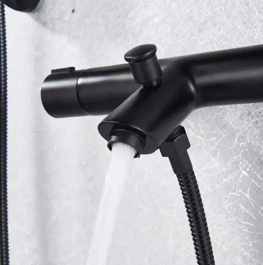 SaniSupreme Peru doucheset opbouw mengkraan 2 weg smal met staaf handdouche mat zwart