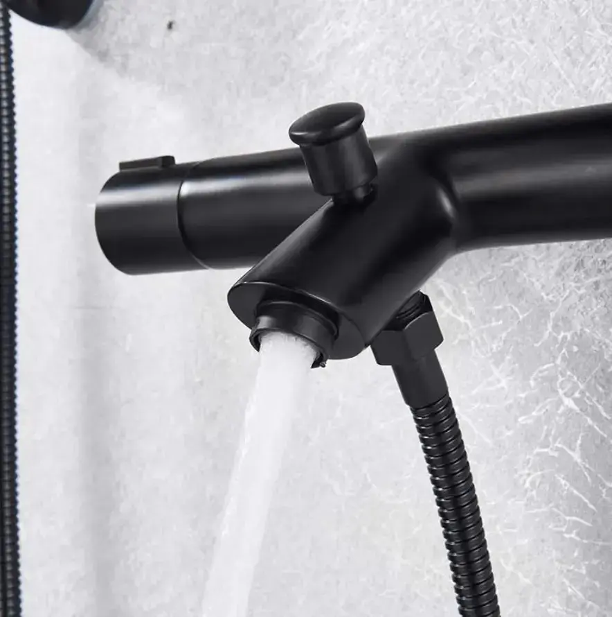 SaniSupreme Peru doucheset opbouw mengkraan 2 weg smal met staaf handdouche mat zwart