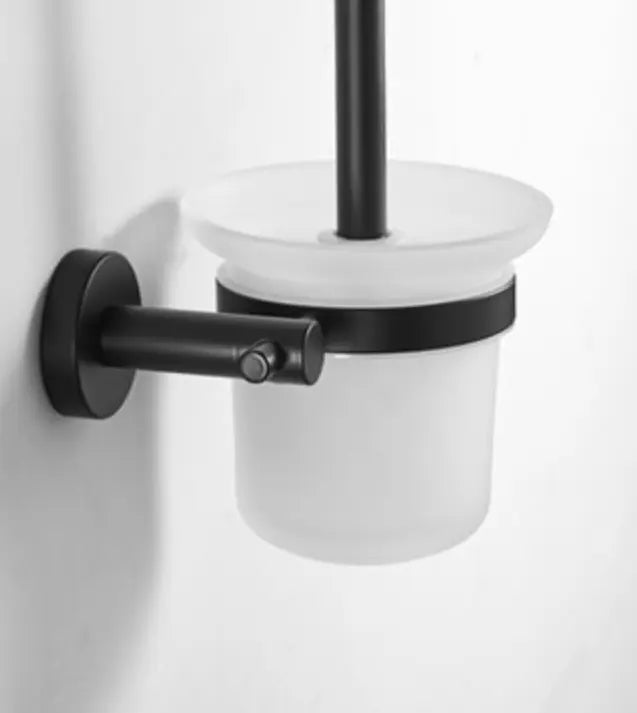 SaniSupreme Toiletborstel mat glas, mat zwarte houder