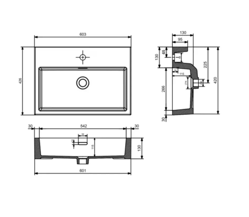 SaniSupreme Wastafel Creavit Bocchi Scala Arch 60x42cm Mat Zwart Met Kraangat