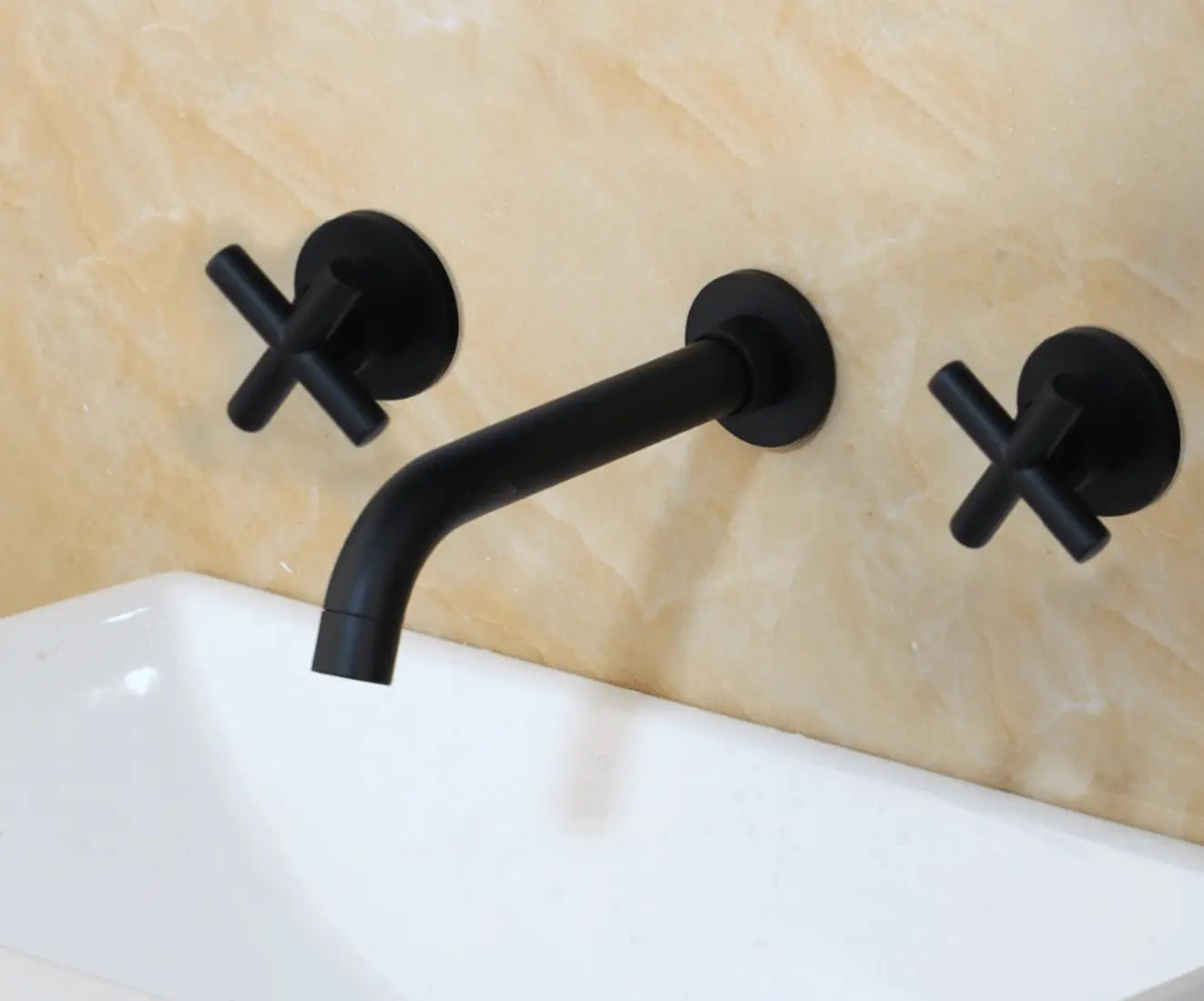 SaniSupreme Wastafelkraan Florence mat zwart inbouw 2 kranen Type II