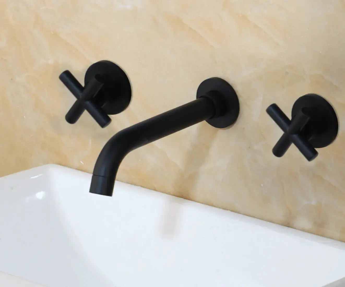 SaniSupreme Wastafelkraan Florence mat zwart inbouw 2 kranen Type II