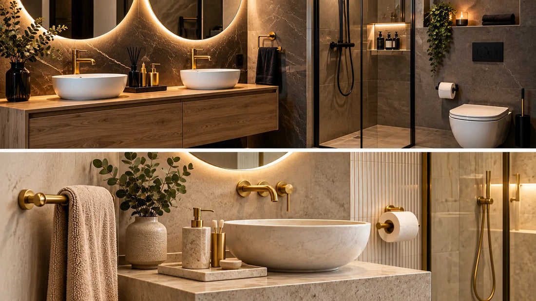 Badkameraccessoires combineren: zwart, goud of chroom?