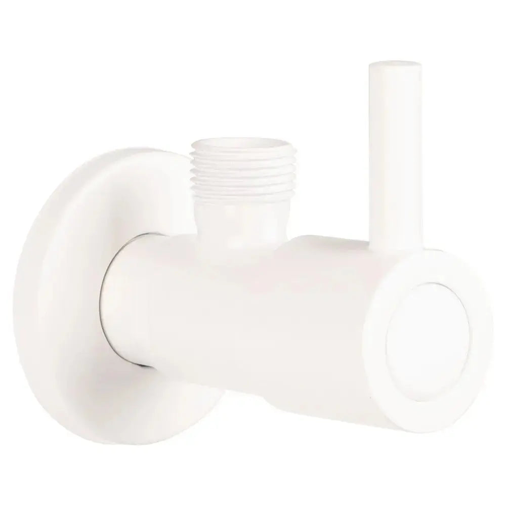 Witte hoekstopkraan met hendelbediening voor badkamer en toiletaansluitingen.
