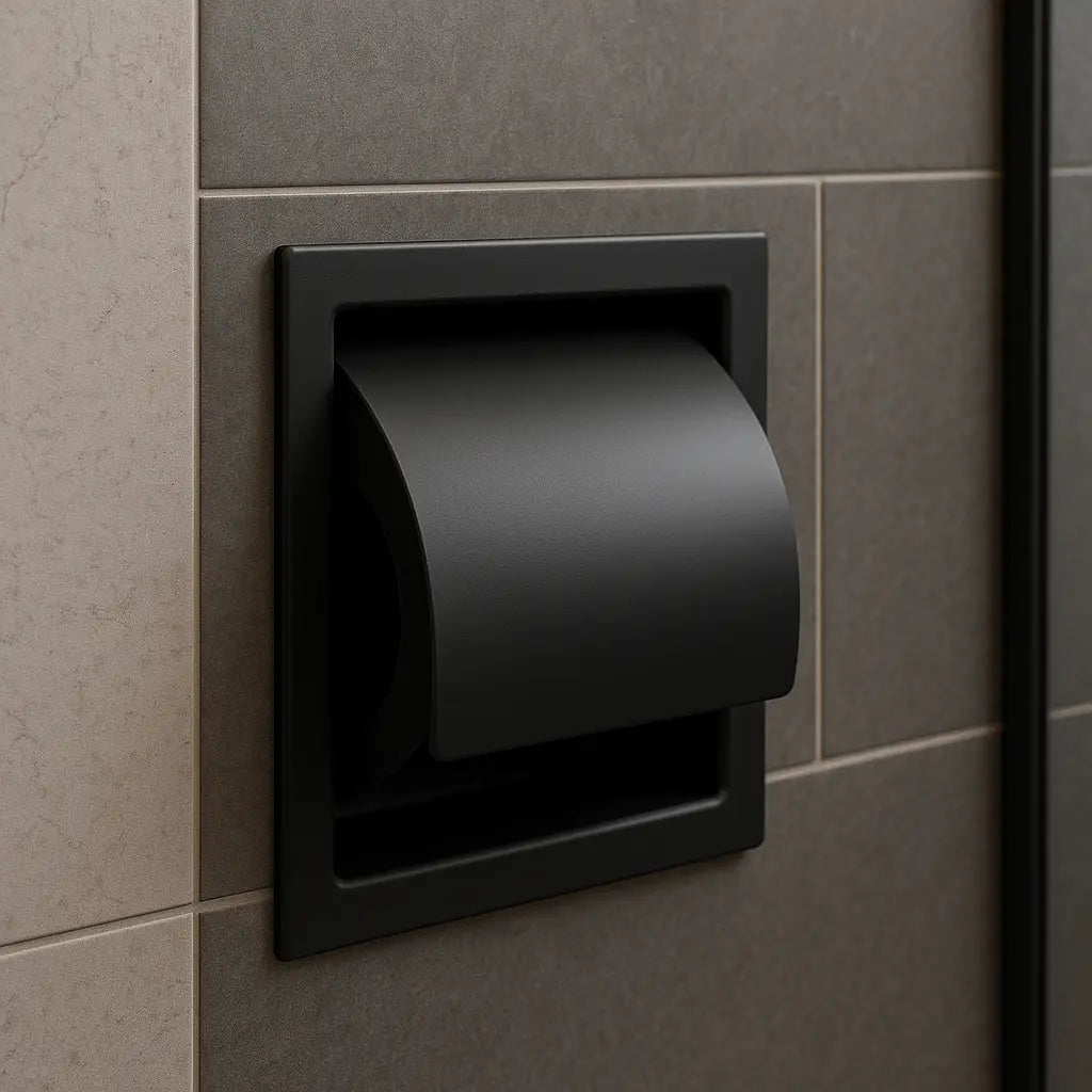 Mat zwarte toiletrolhouder inbouw