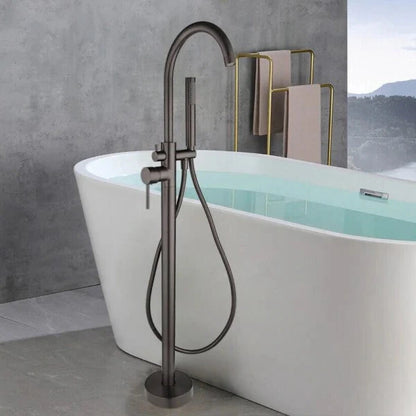 SaniSupreme Bath tap Ancona freestanding model with hand shower brushed copper