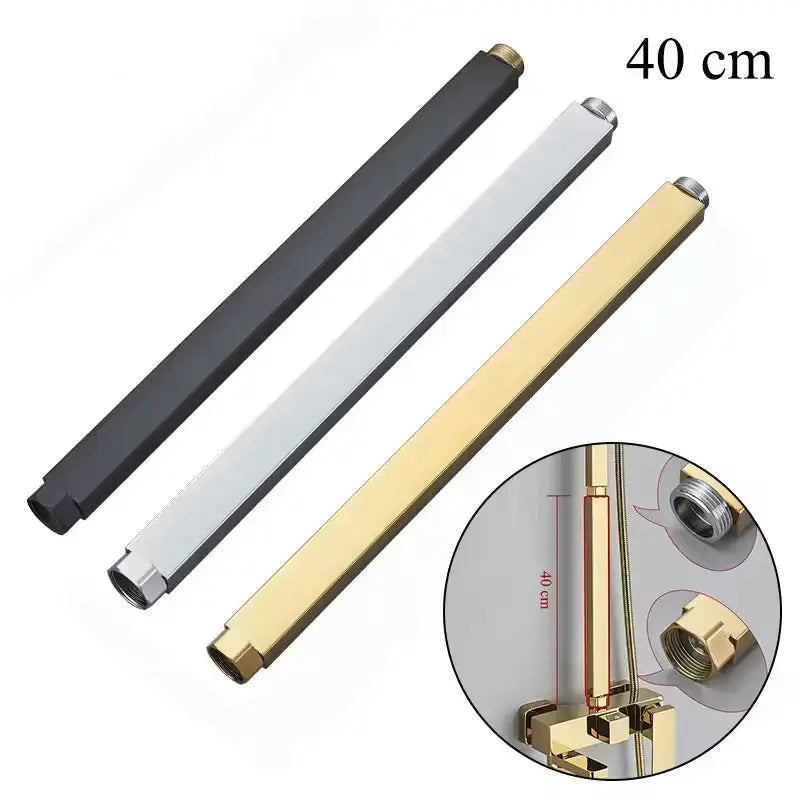 SaniSupreme verlengbuis opbouw douche, geborsteld goud, rechthoek, 40 cm. Sanisupreme