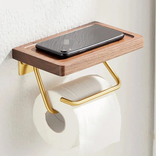 SaniSupreme Walnut Series Toiletrolhouder geborsteld goud