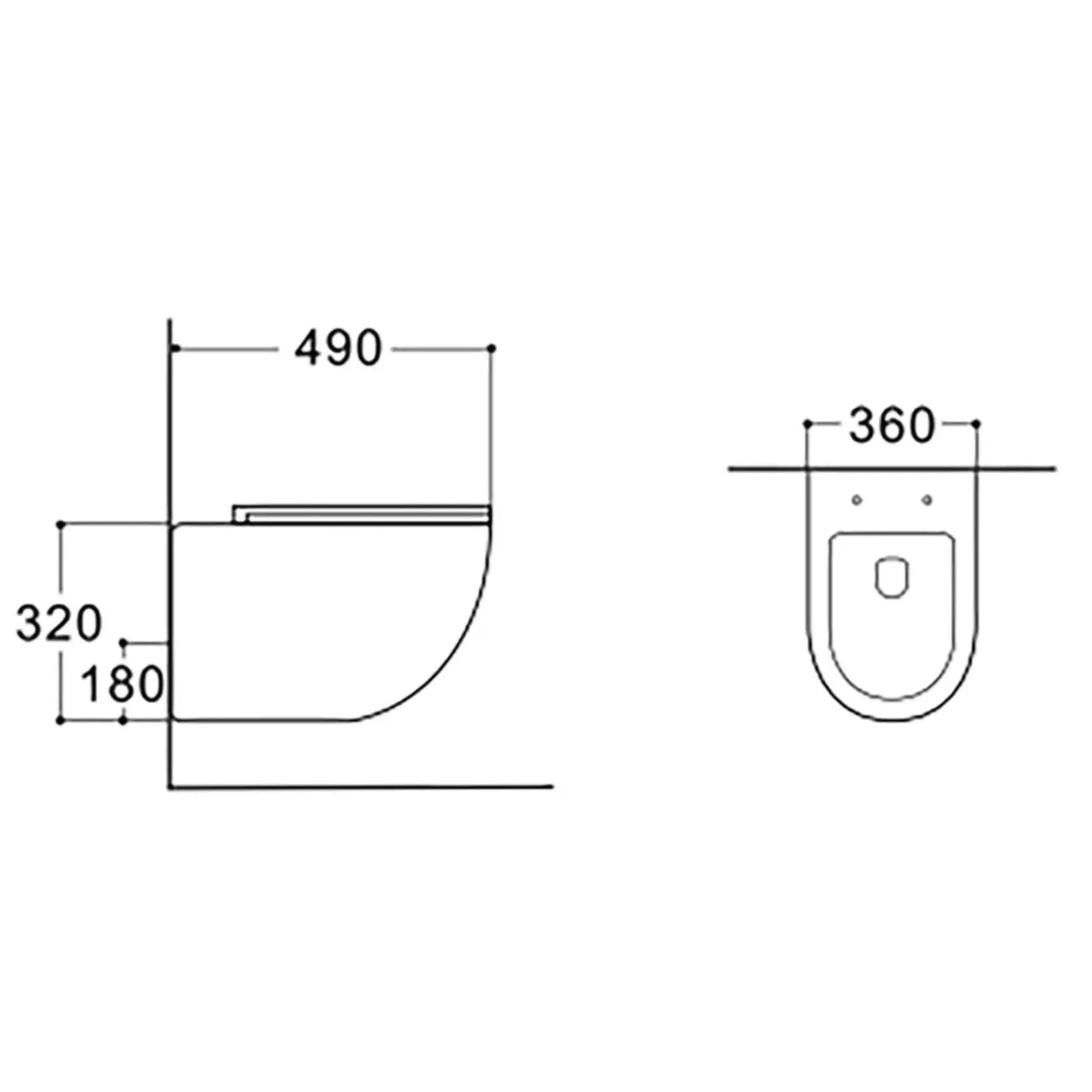 SaniSupreme Aloni Pro hangtoilet / ophang WC – tornado flush – randloos – met zitting – compact 49 cm – mat zwart SaniSupreme
