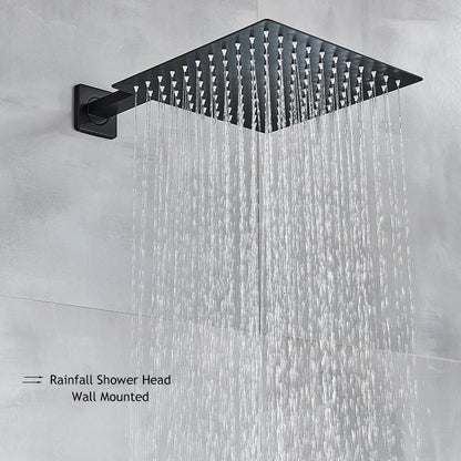 SaniSupreme® SmartPulse Ceiling Thermostatic Shower Set Alicante 3-way 40 cm rain shower square matt black