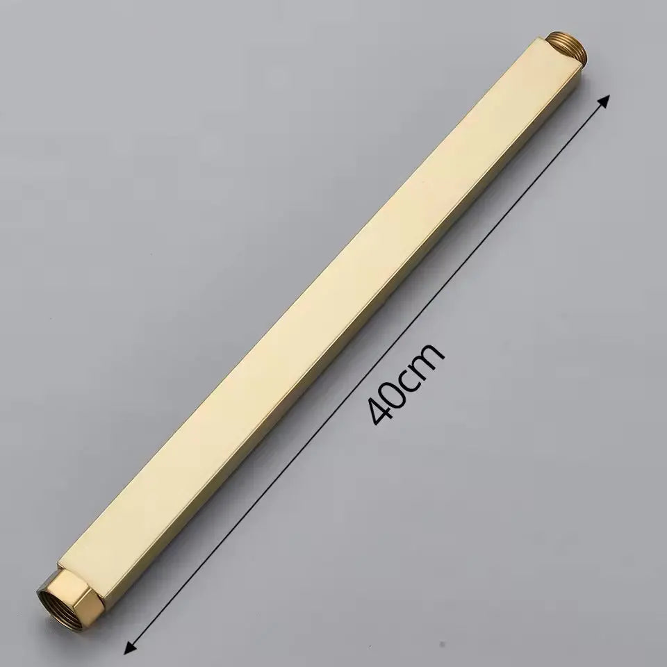 SaniSupreme verlengbuis opbouw douche, geborsteld goud, rechthoek, 40 cm. Sanisupreme