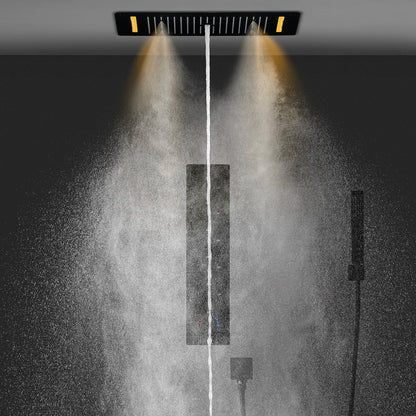 SPECIAL OFFER: SaniSupreme®SmartPulse Ceiling Thermostatic Shower Set Alicante 3-way Recessed Ceiling LED rain shower La Paz Matt Black