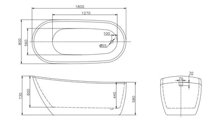 vrijstaand bad Rivara 180 cm Bruin SaniSupreme SaniSupreme