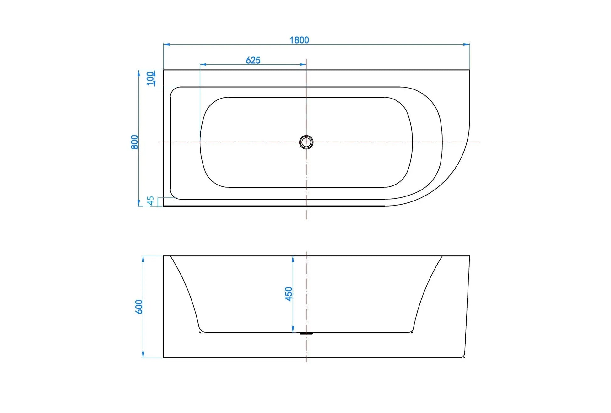 Lunaris Munera links half vrijstaand bad SaniSupreme SaniSupreme