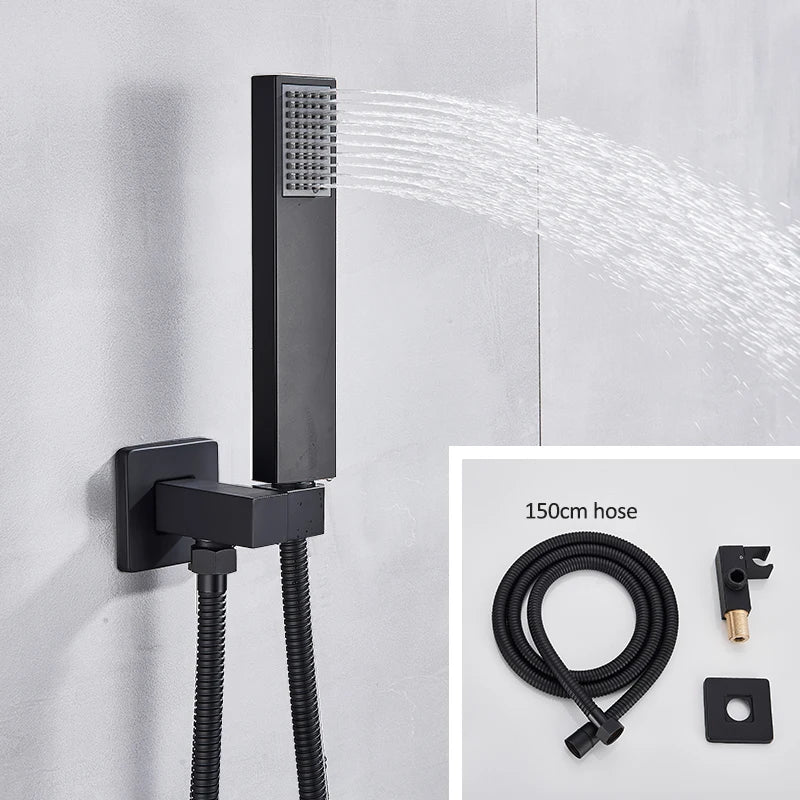 PROMOTION - SaniSupreme Shower set Firenze 12 inches - 30 cm. rain shower square 3-way black built-in