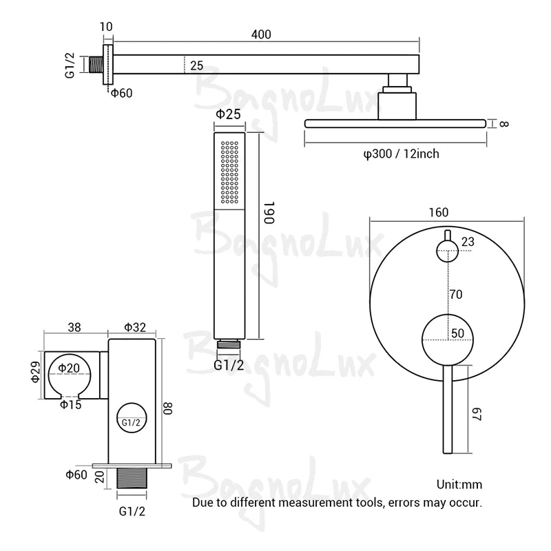 SaniSupreme Inbouw Doucheset Brugge 10 inch 25cm Regendouche rond 2-weg zwart