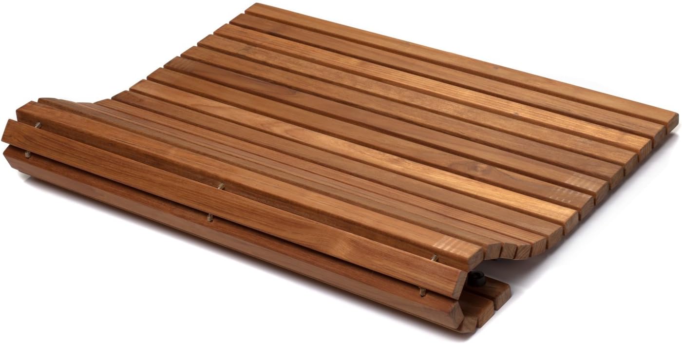 SaniSupreme Teak badmat vierkant 60 x 60 cm. flexibel model (oprolbaar!)