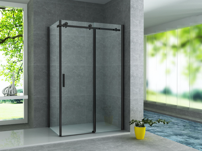 Shower enclosure Shower cabin Corner unit SaniSupreme Creavit Aloni shower cabin with sliding door 140x90x195 cm matt black frame