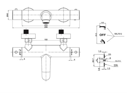 SaniSupreme Aloni Pulse Pro Bad- en Douchemengkraan thermostatisch - Mat Zwart Sanisupreme