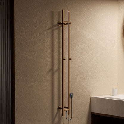 Arvenzo elektrische dubbele staafhanddoekdroger 150 cm 120W geborsteld bruin brons SaniSupreme2