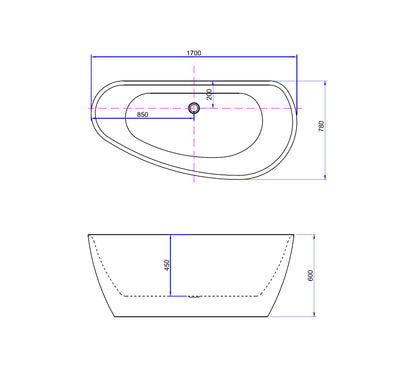 Astra Lunaris Nova vrijstaand bad 170 cm