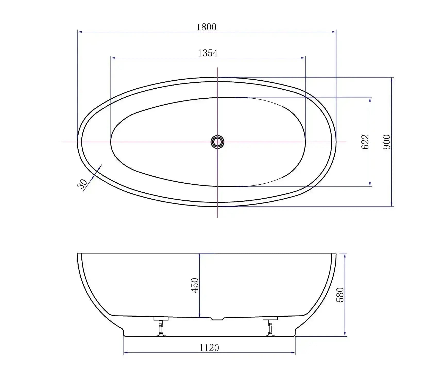 Astrae Valenor 170 cm vrijstaand bad Glans Wit SaniSupreme SaniSupreme