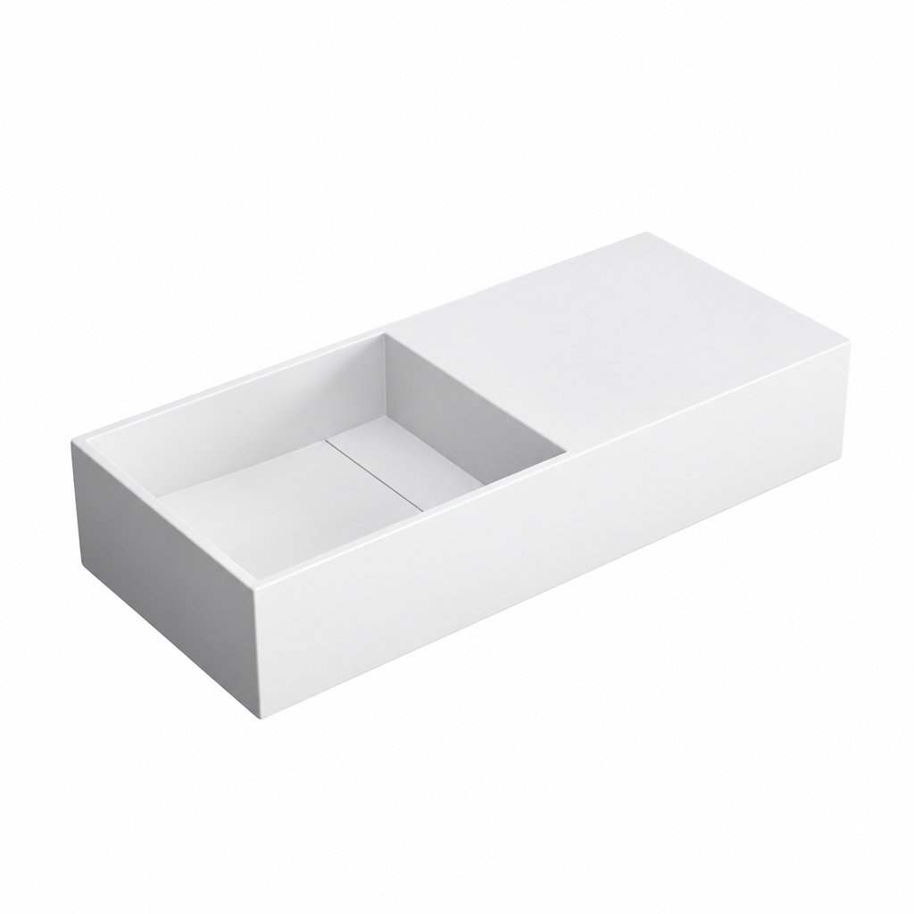 Aurevia solid surface wastafel 75 cm mat wit SaniSupreme