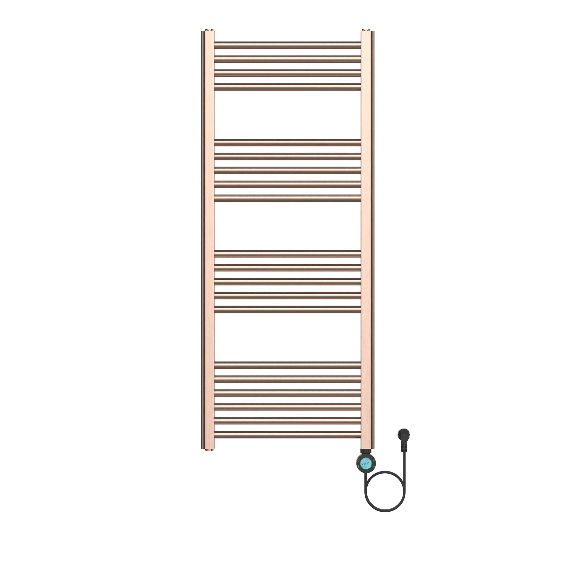 Badkamer Elektrische Radiator Handdoekverwarming Programeerbaar Rechts aansluiting 1200X500-700W Geborsteld Koper SaniSupreme