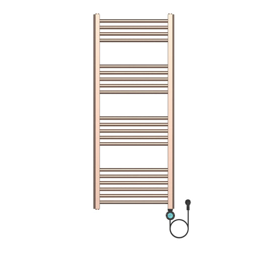 Badkamer Elektrische Radiator Handdoekverwarming Programeerbaar Rechts aansluiting 1200X500-700W Geborsteld Koper SaniSupreme
