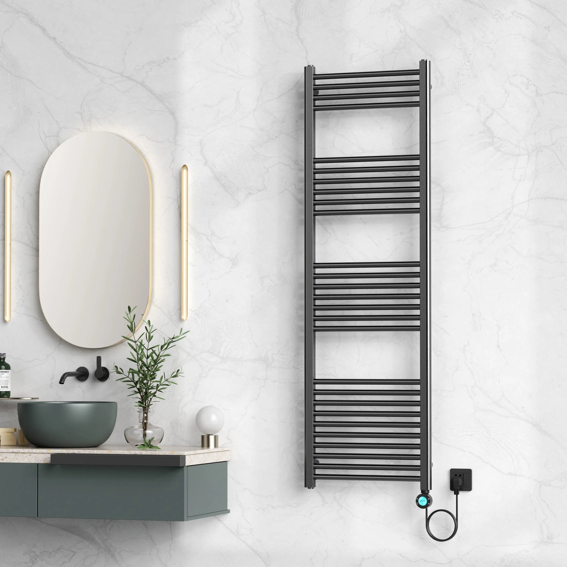 Badkamer Elektrische Radiator SmartWifi Handdoekverwarming 1600X500-700W Gunmetal SaniSupreme