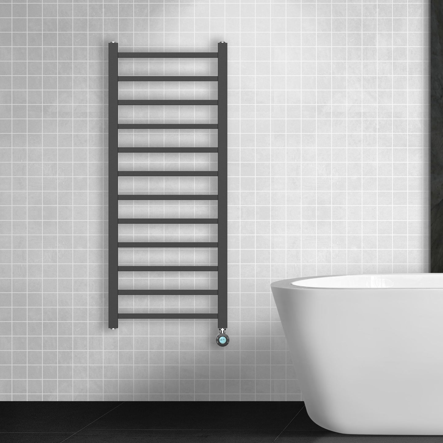 Radiateur électrique salle de bain Sèche-serviettes 1600 x 500 Blackline noir mat