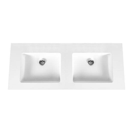 SaniSupreme ALONI SOLID SURFACE DOUBLE WASHBASIN (120CM) - WHITE - without tap hole