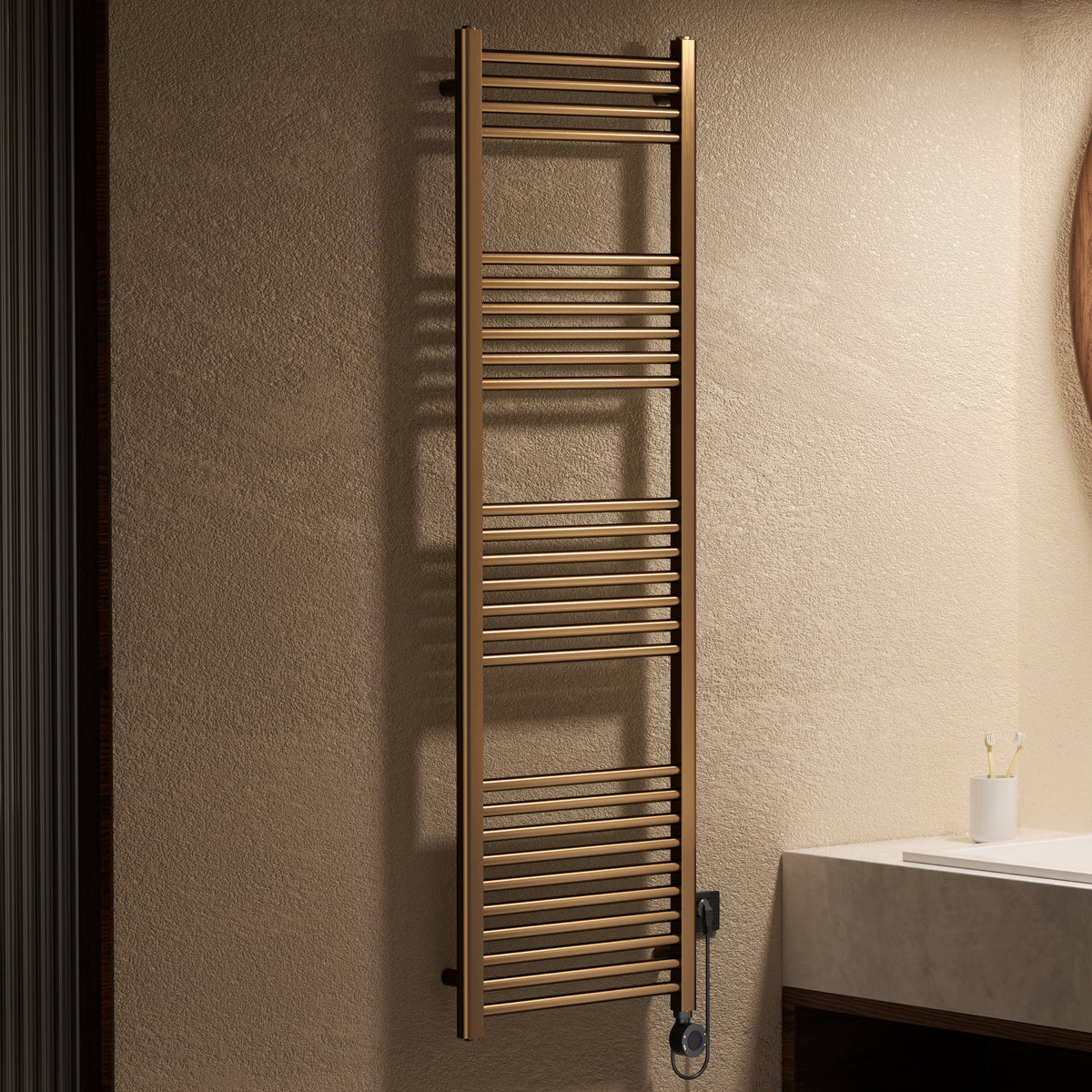 Badkamer Elektrische Radiator Handdoekverwarming 160 x 50 Geborsteld Bruin Brons2