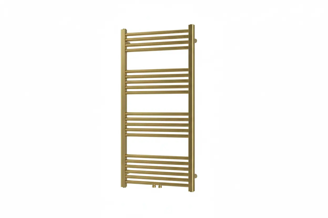 Badkamer Radiator Handdoekverwarming PremiumLine mini Geborsteld Goud Middenaansluiting  1200X600 - 414 WATT