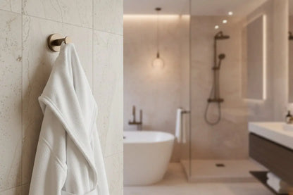 Badkamer Stria Haak Bruin Brons PVD SaniSupreme met ribbelstructuur 7,8 cm diep