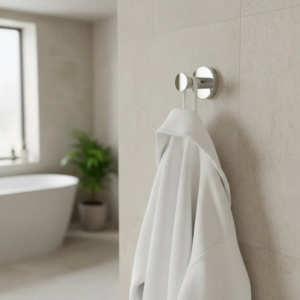 Badkamer Stria Haak Chroom SaniSupreme met ribbelstructuur 7,8 cm diep