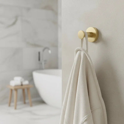 Badkamer Stria Haak Geborsteld Goud PVD SaniSupreme met ribbelstructuur 7,8 cm diep