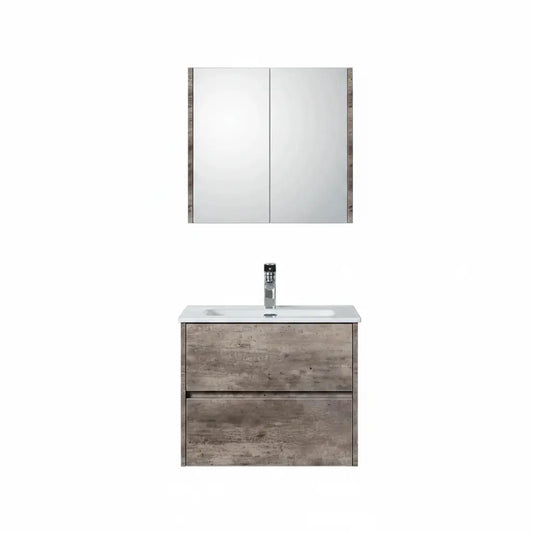 Badmeubel Set Abruzzo wastafel en spiegelkast 60 cm Steen SaniSupreme Sanisupreme