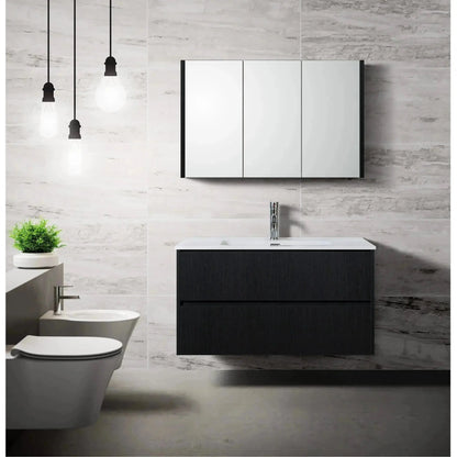 Badmeubelset Abruzzo wastafel en spiegelkast 80 cm Zwart SaniSupreme Sanisupreme