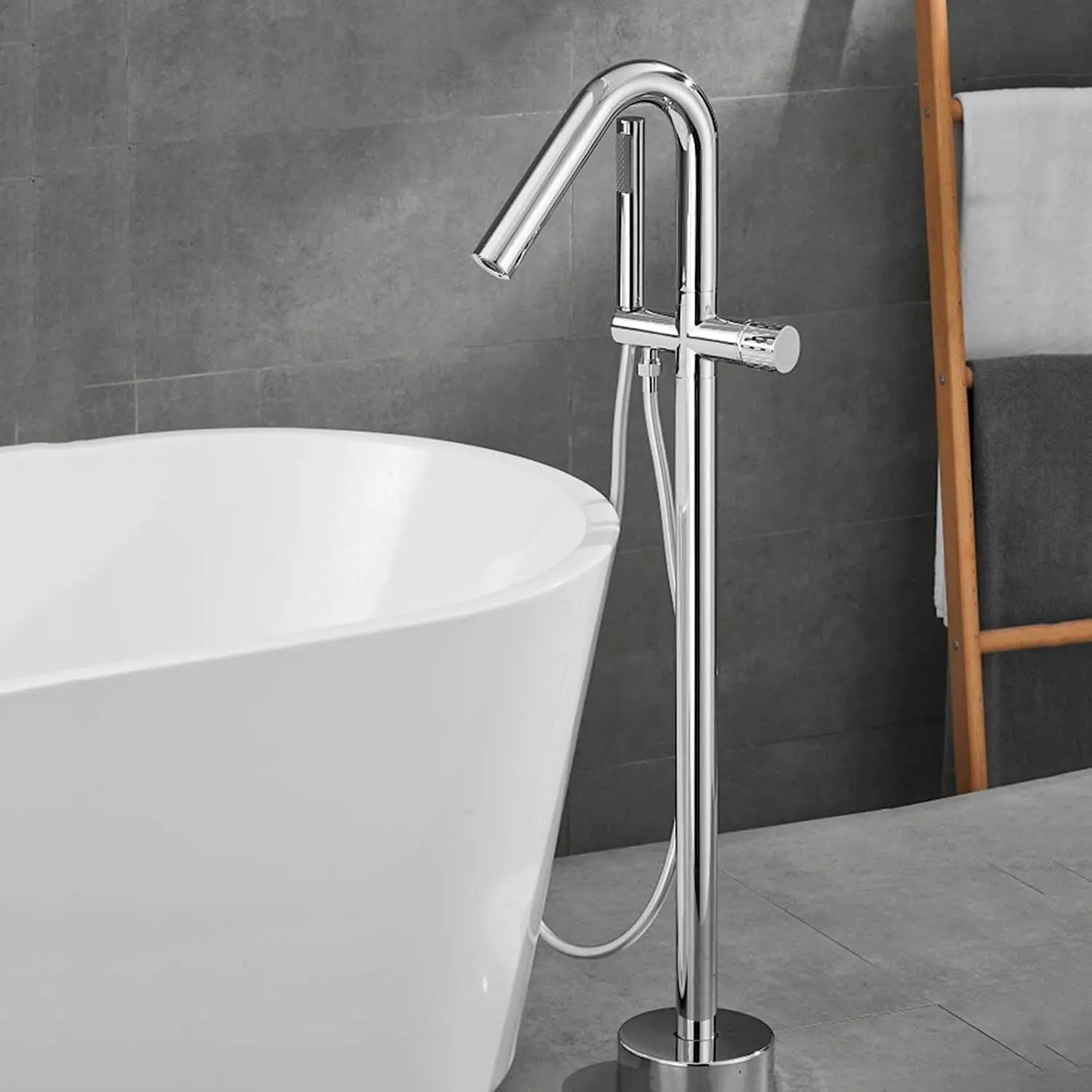 Vrijstaande Badkraan SaniSupreme AquaFlow® met handdouche Chroom Glans Sanisupreme