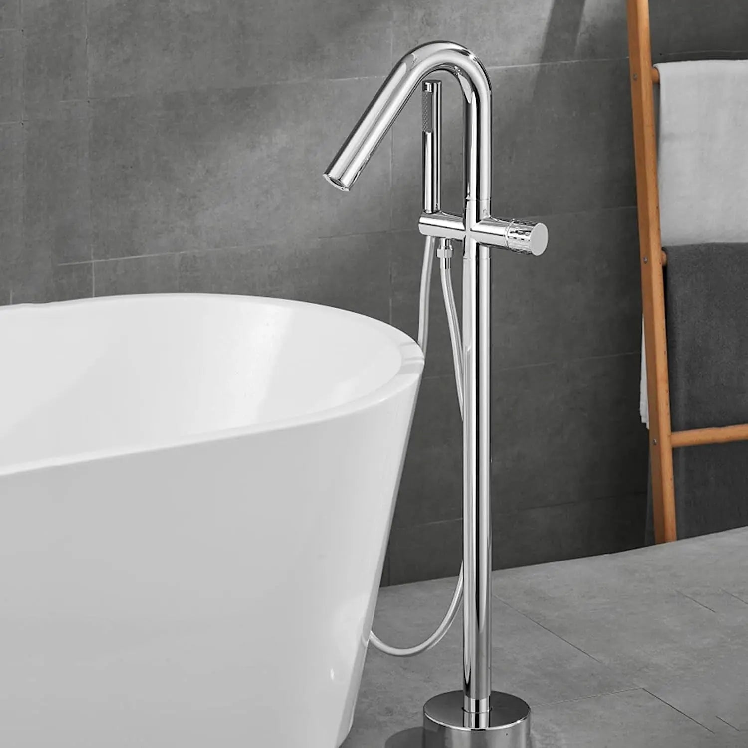 Vrijstaande Badkraan SaniSupreme AquaFlow® met handdouche Chroom Glans Sanisupreme